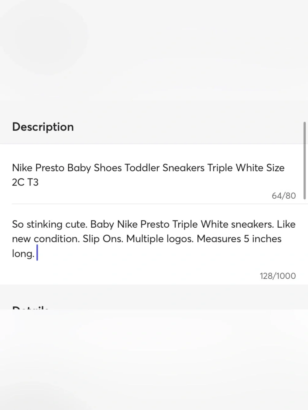 Nike Little Presto Triple White Baby Sneakers 2C Unisex T3